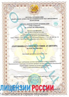 Образец сертификата соответствия аудитора №ST.RU.EXP.00014300-1 Чернушка Сертификат OHSAS 18001